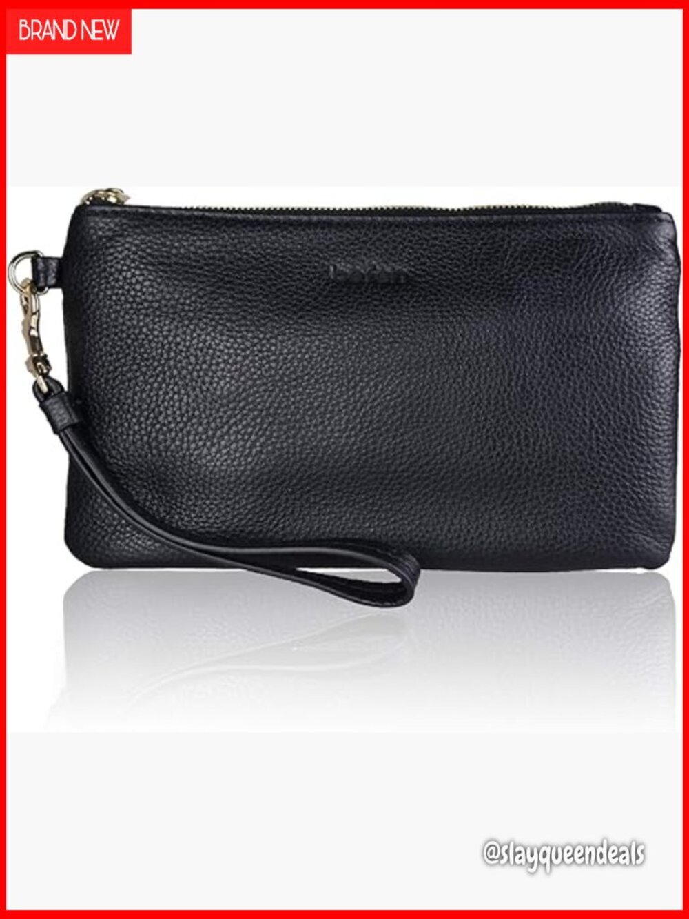 Genuine Leather Wristlet Clutch RFID Blocking Bag Cell Phone Wallet Purse